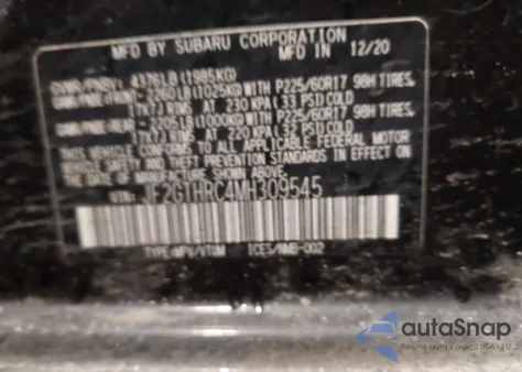 2021 Subaru Crosstrek Sport из США, поврежденный, VIN JF2GTHRC4MH309545